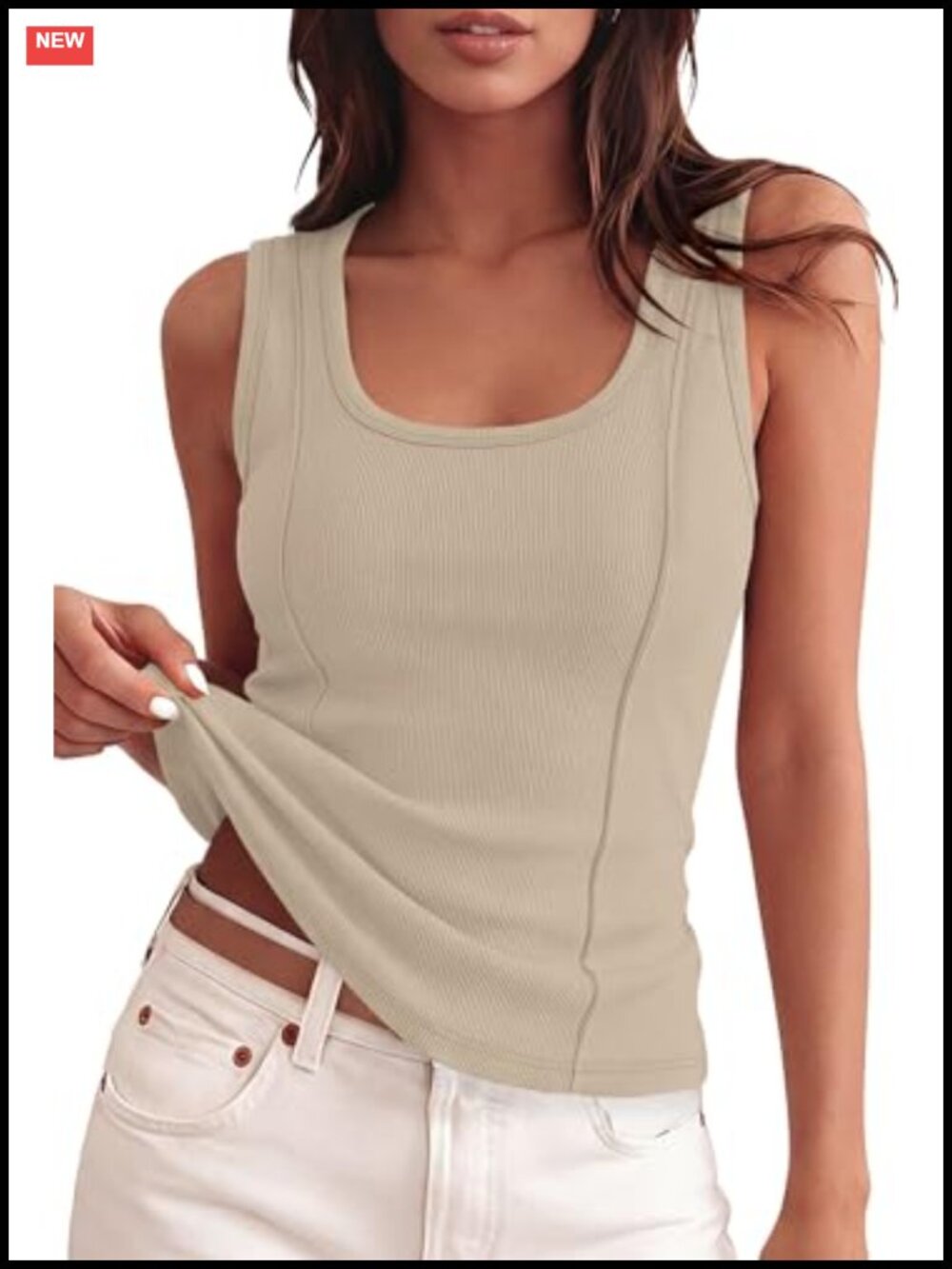 Ribbed Slim Fit Tank Tops Sleeveless Scoop Neck Basic Shirts Women's Summer Tops